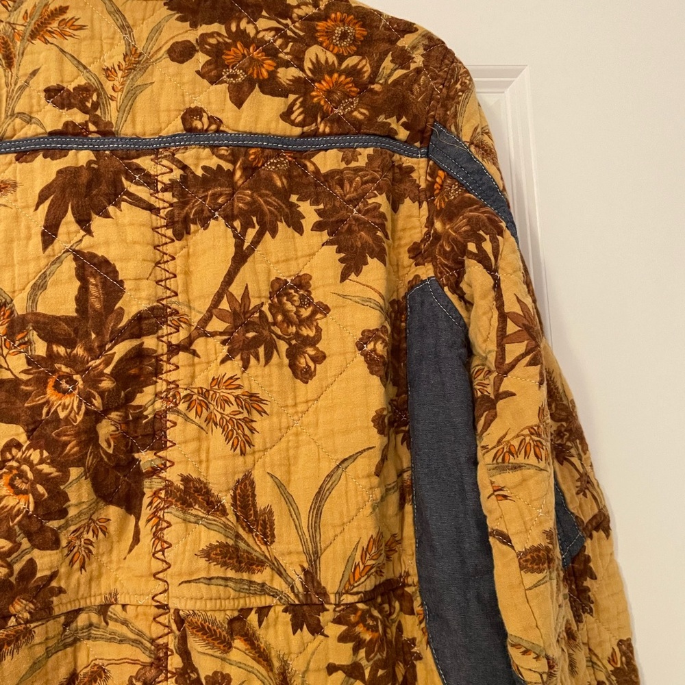 NWT Anthropologie Abigail Mustard and Denim Quilted Shirt Jacket - Picture 12 of 12